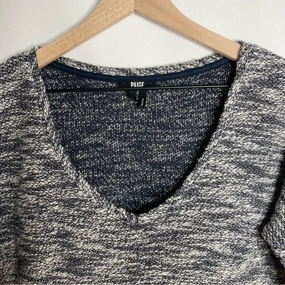 PAIGE Jeans Sweater Size Small Dark Navy and Cream White Marled